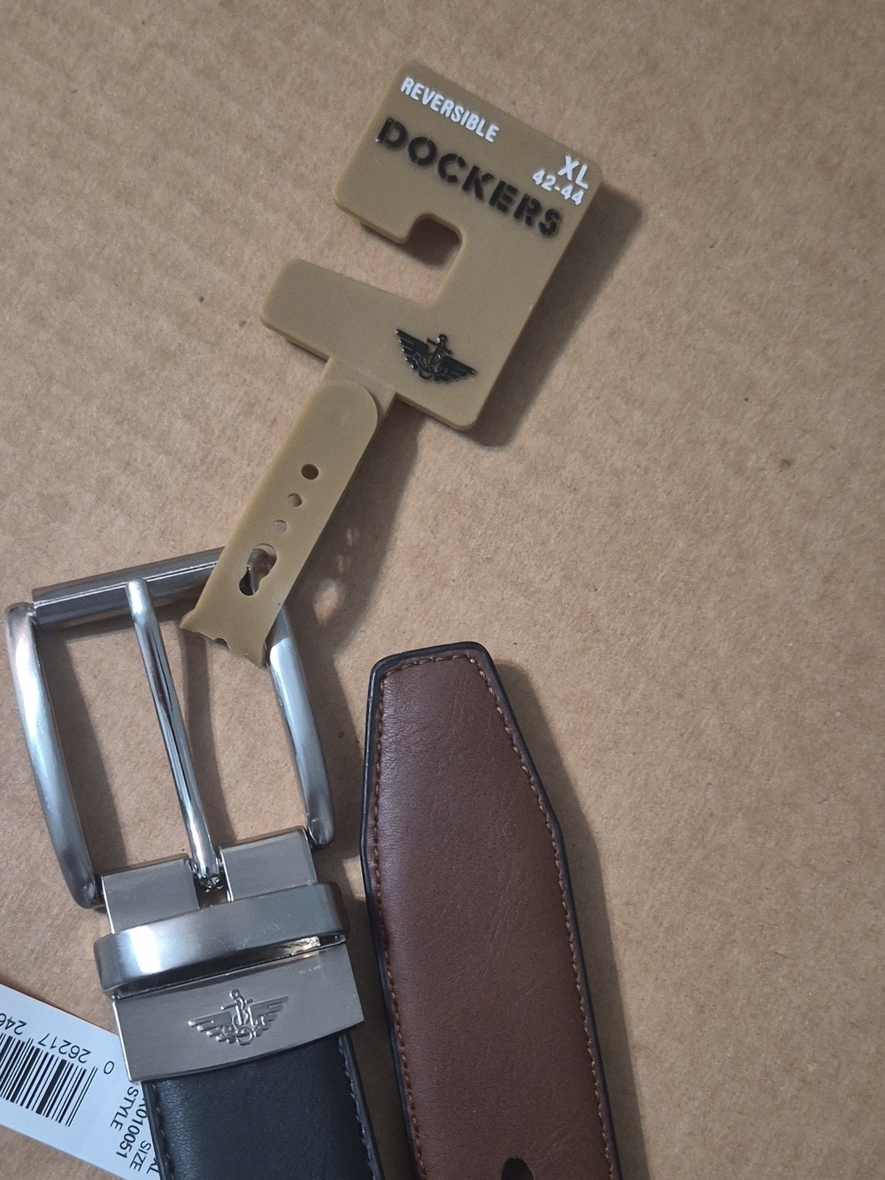 Dockers Men’s Reversible Belt in Black and Brown with Silver Buckle